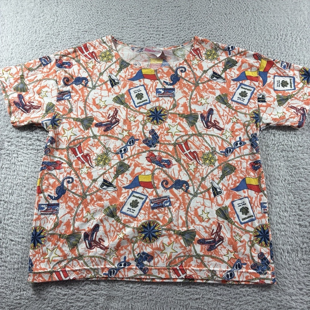 Vintage Penny Lane Nautical Theme Shirt Womens Medium Vacation Beach Short